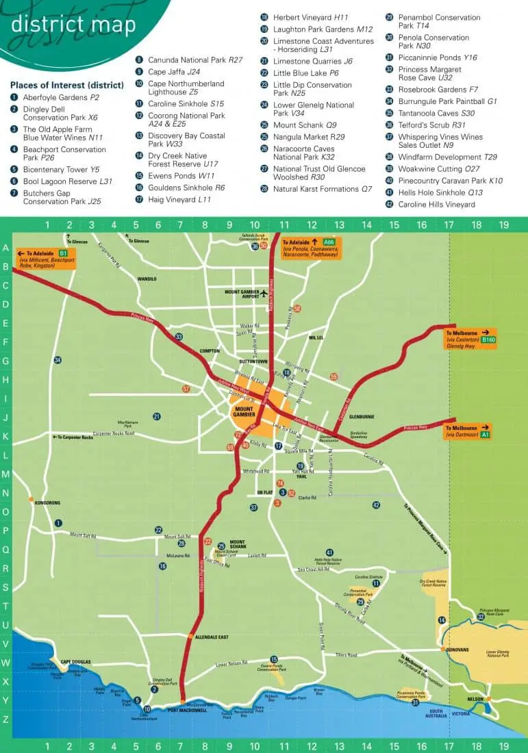 Mount Gambier Map Tourist Attractions Local Amenities Sa