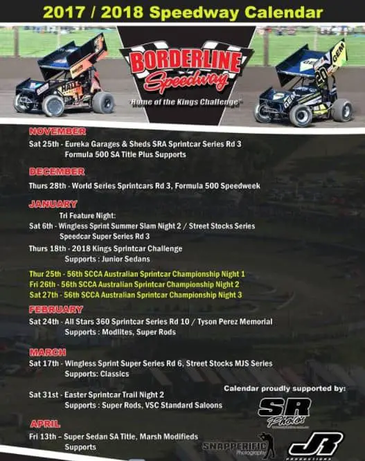 Borderline Speedway Dates Calendar & Prices Mount Gambier, SA